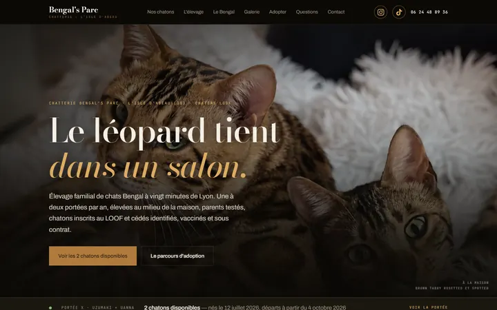 Le site Bengal’s Parc sur ordinateur