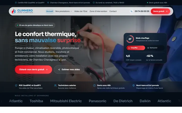 Le site Climhero sur ordinateur