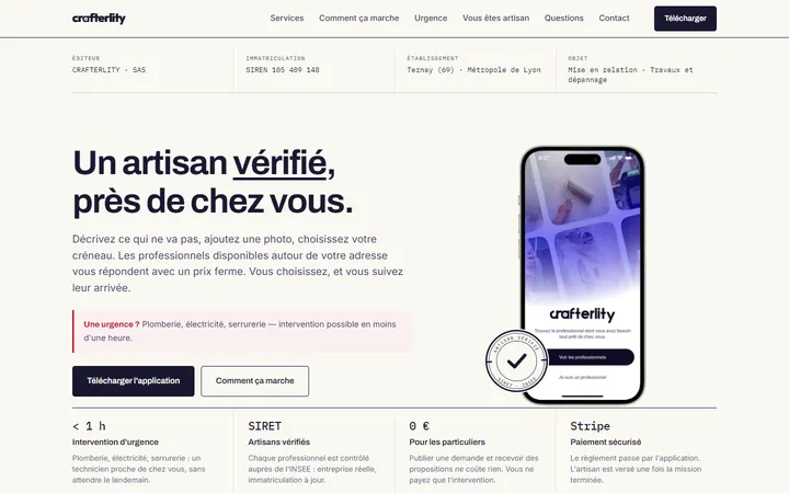 Le site Crafterlity sur ordinateur
