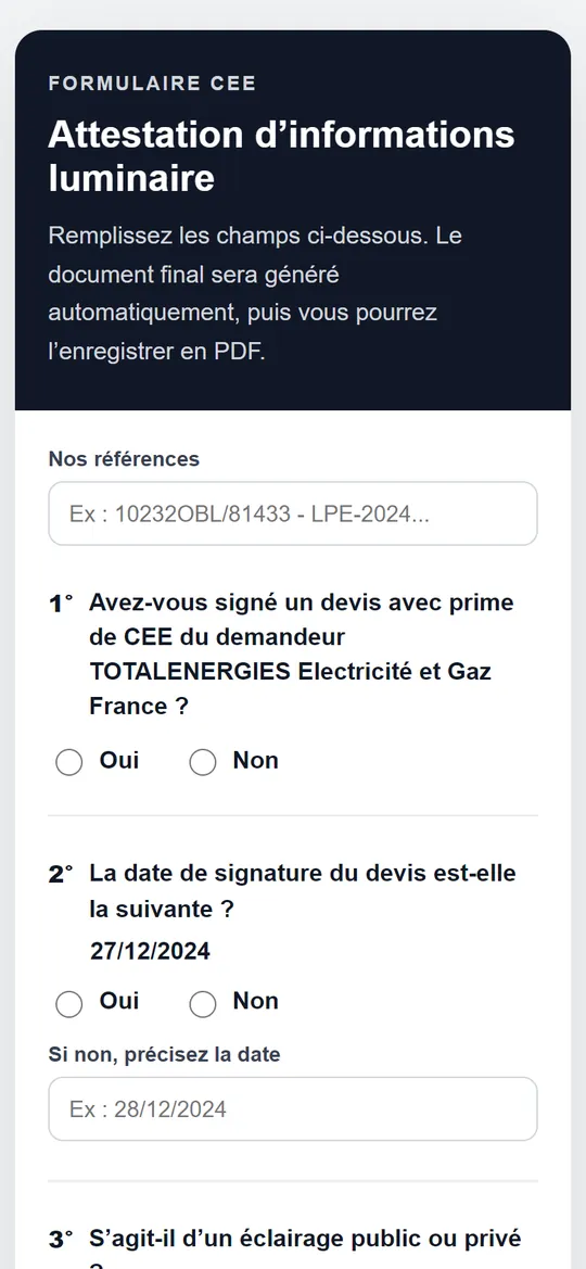 Attestation CEE sur téléphone